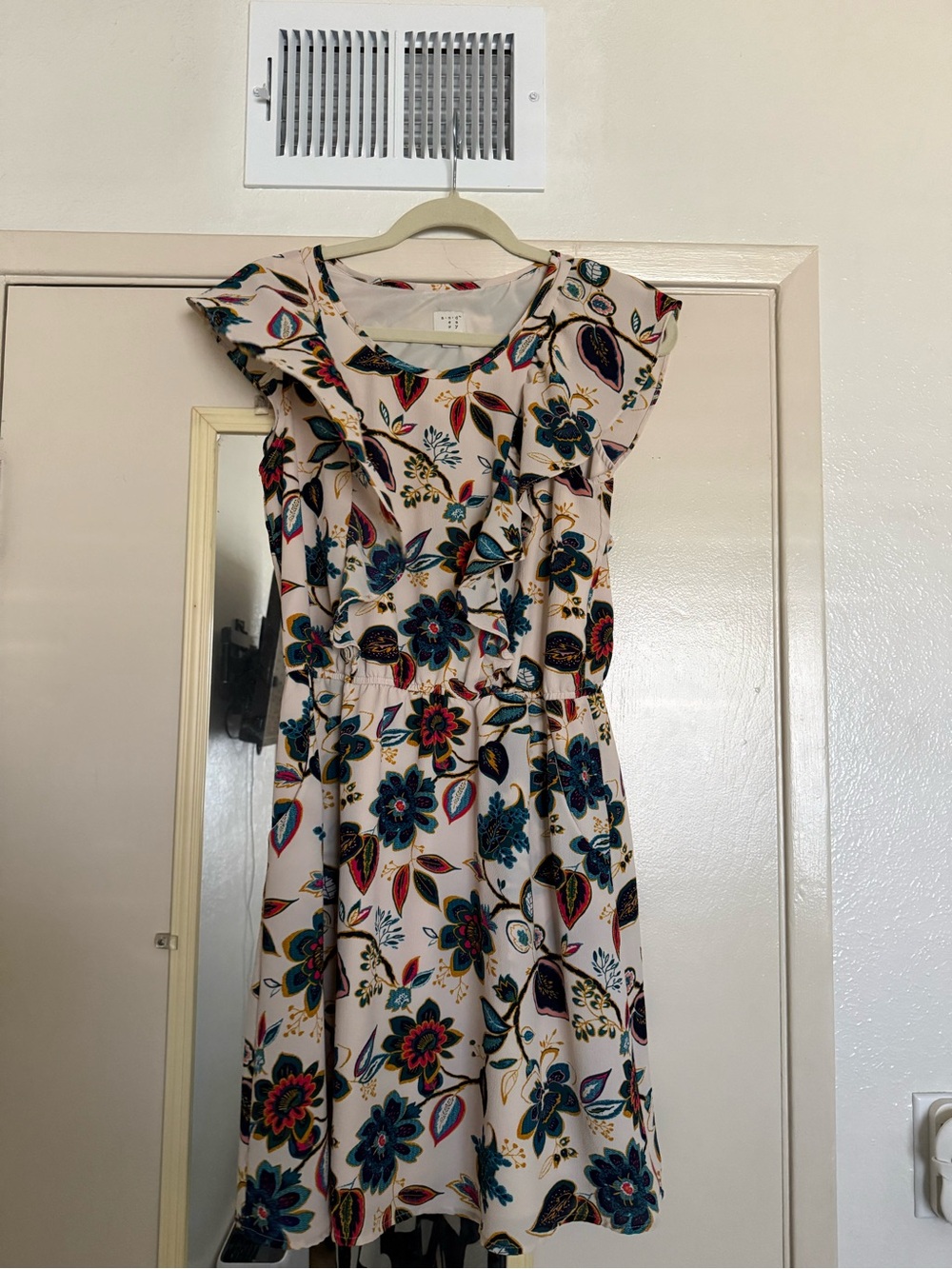 a new day Cream Floral Ruffle-Sleeve Mini Dress